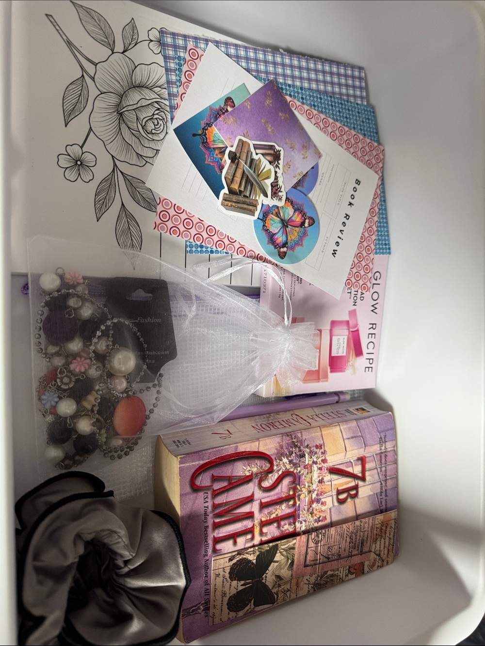 Set of Mixed Stationery, Book & Accessories - Purple, Pink, Blue